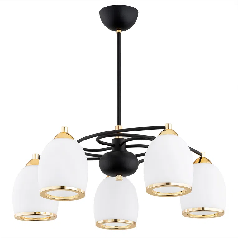 Żyrandol Avila Plus 2115 5Xe27 opal/czarny/mosiądz