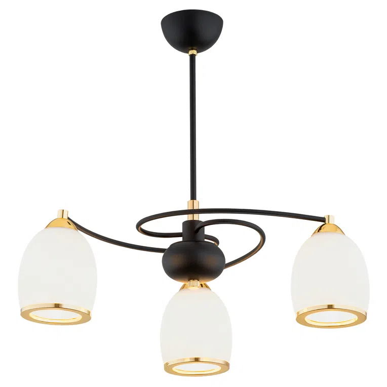 Żyrandol Avila Plus 6144 3Xe27 opal/czarny/mosiądz