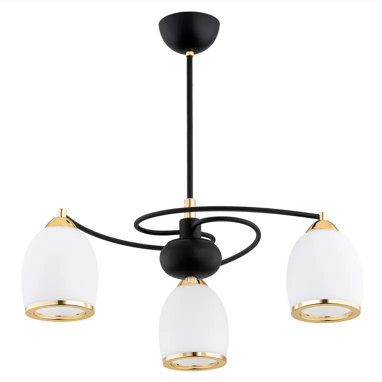Żyrandol Avila Plus 6144 3Xe27 opal/czarny/mosiądz