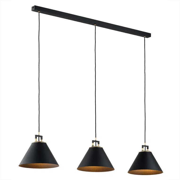 Lampa Wisząca Orte 6174 3Xe27 czarna/mosiądz