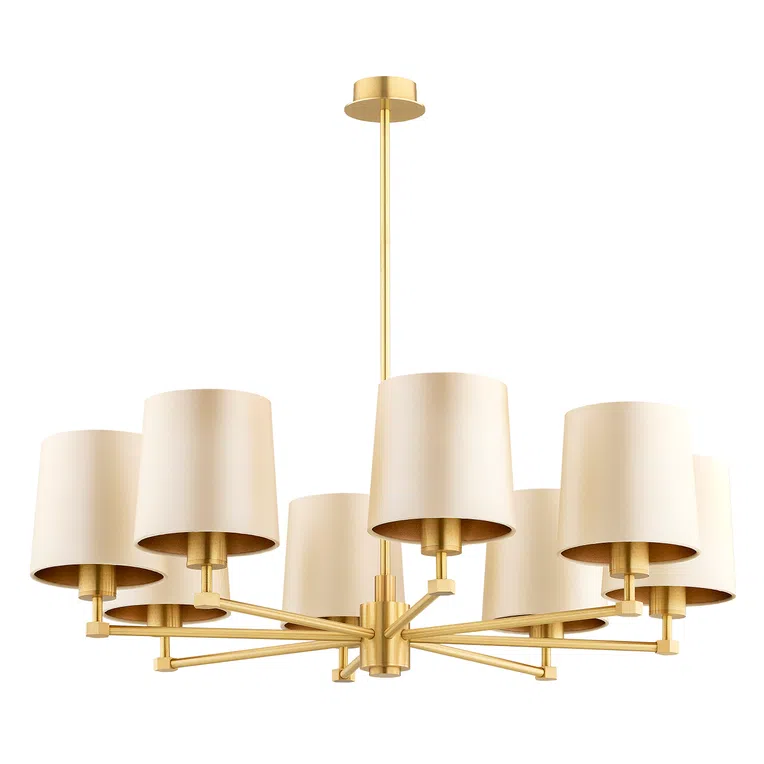 Żyrandol Princeton 8xe27 beż/mosiądz
