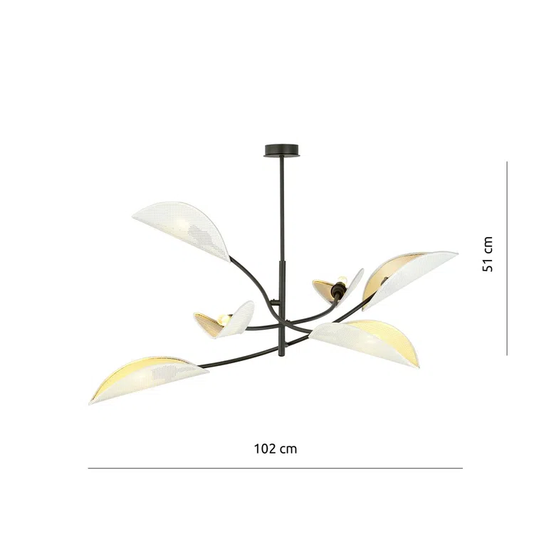 Lampa Sufitowa Lotus 6 1107/6 6Xe14 biała/złota