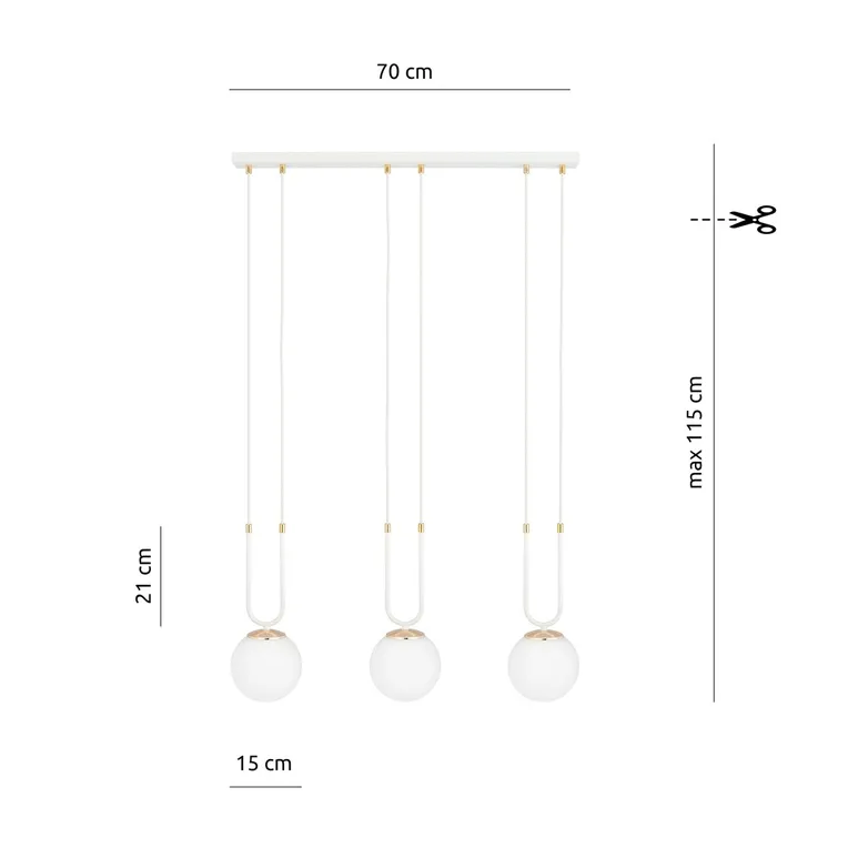 Lampa Wisząca Glam 3 1115/3 3Xe14 biała