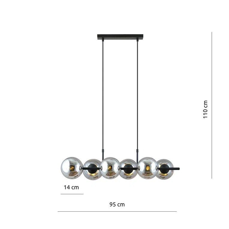 Lampa Wisząca Rory 61207/6 6Xe14 grafitowa