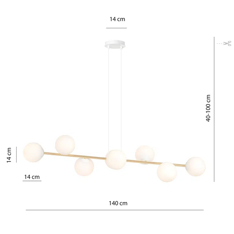 Lampa Wisząca Gravity 8 1242/8 8Xe14 biała/złota