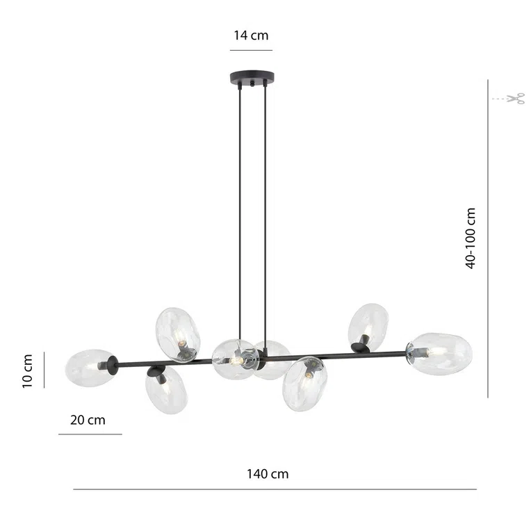 Lampa Wisząca Pandora 8 1262/8 8Xe14 czarna