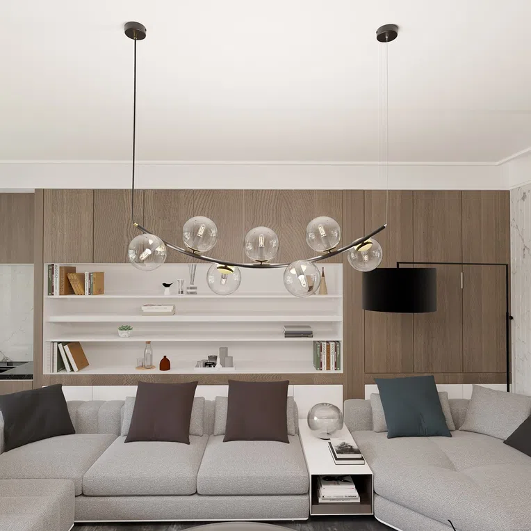 Lampa wisząca ritz 7 bl transparent 6602 czarny/złoty