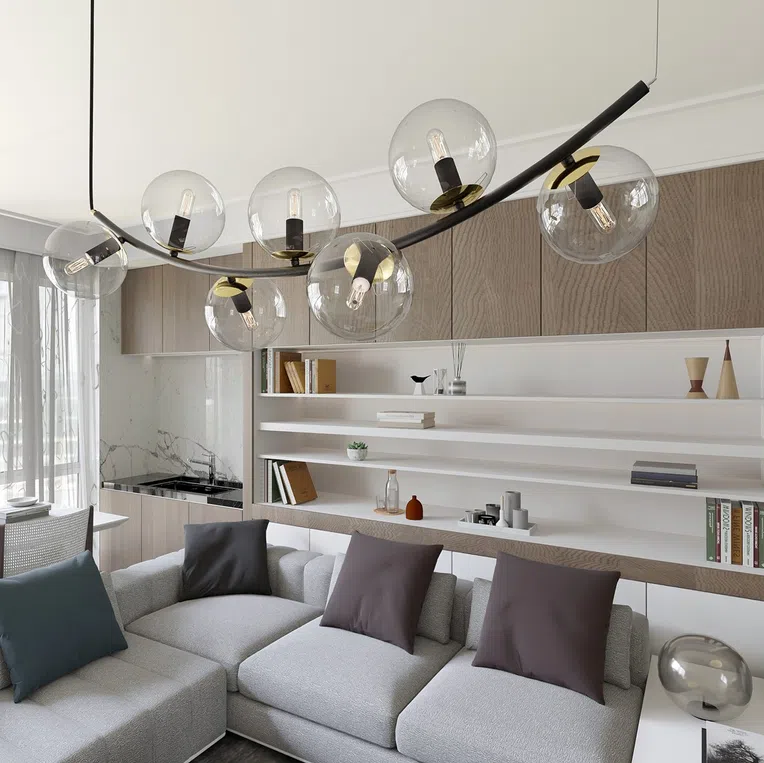 Lampa wisząca ritz 7 bl transparent 6602 czarny/złoty