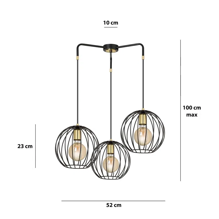 Lampa Wisząca Albio 3144/3 3Xe27 czarna