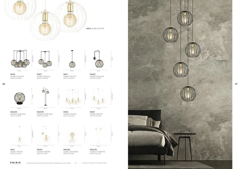 Lampka Nocna Albio Ln1144/Ln1 1Xe27 czarna