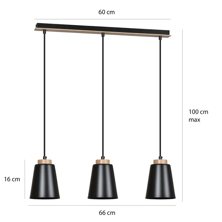 Lampa Wisząca Bolero 3442/3 3Xe27 czarna
