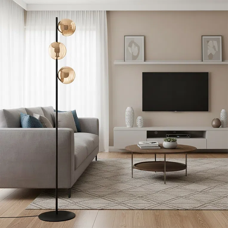 Lampa podłogowa rossi lp3 miodowy 5881 czarny