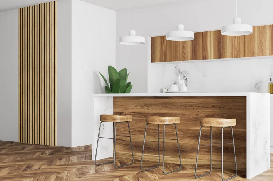 Lamele na wyspie kuchennej