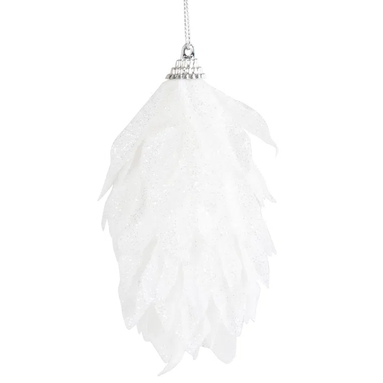 Bombki FEATHER podłużne białe 2 szt.