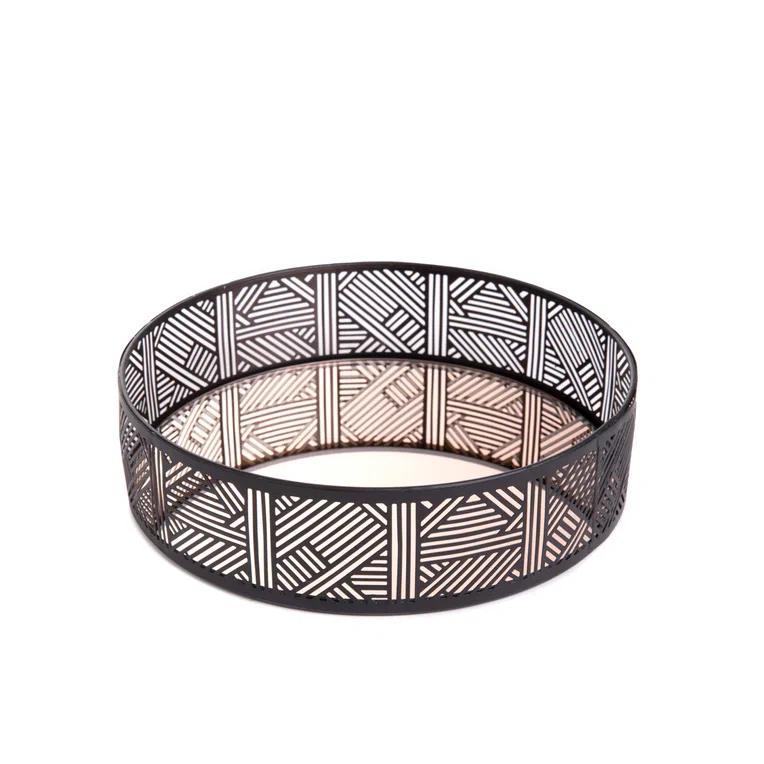 Taca ART DECO z lustrem czarna 20x5 cm