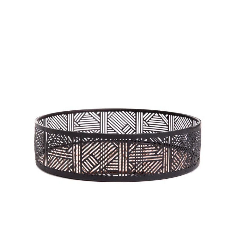 Taca ART DECO z lustrem czarna 20x5 cm