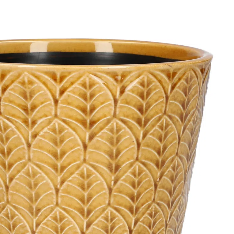 Osłonka na doniczkę SLANO ceramiczna musztardowa 13x13 cm