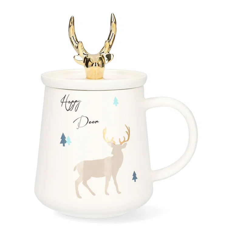 Kubek ROSIE biały z ozdobną przykrywką 0,4 l