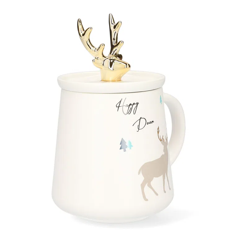 Kubek ROSIE biały z ozdobną przykrywką 0,4 l