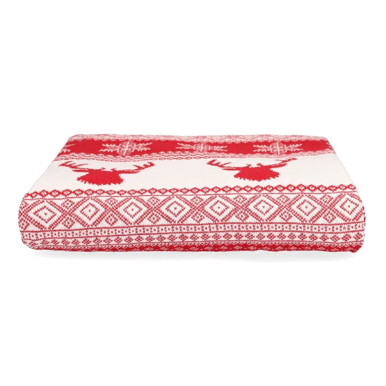 Koc RENK dwukolorowy z motywem świątecznym 130x170 cm