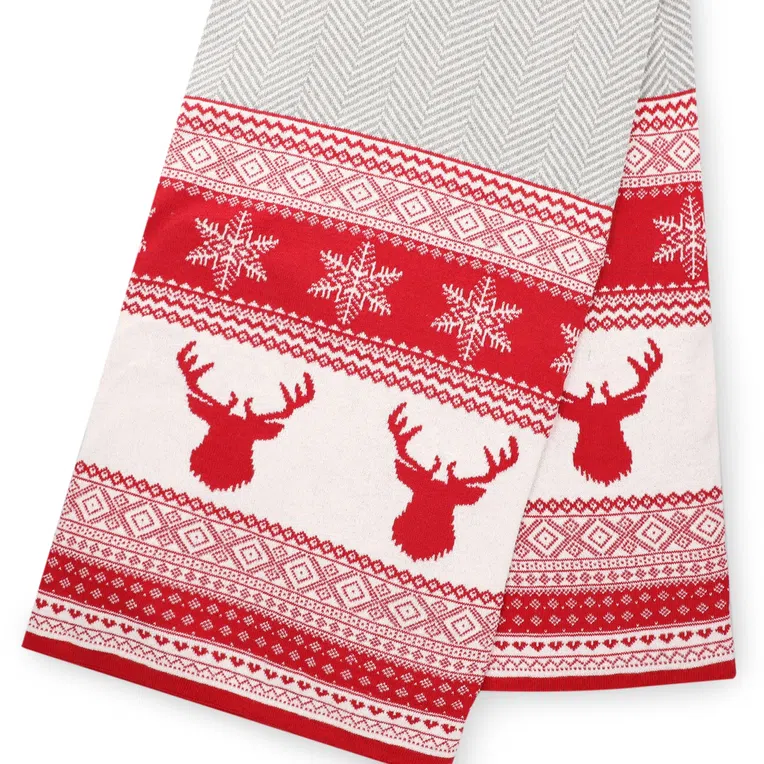 Koc RENK dwukolorowy z motywem świątecznym 130x170 cm