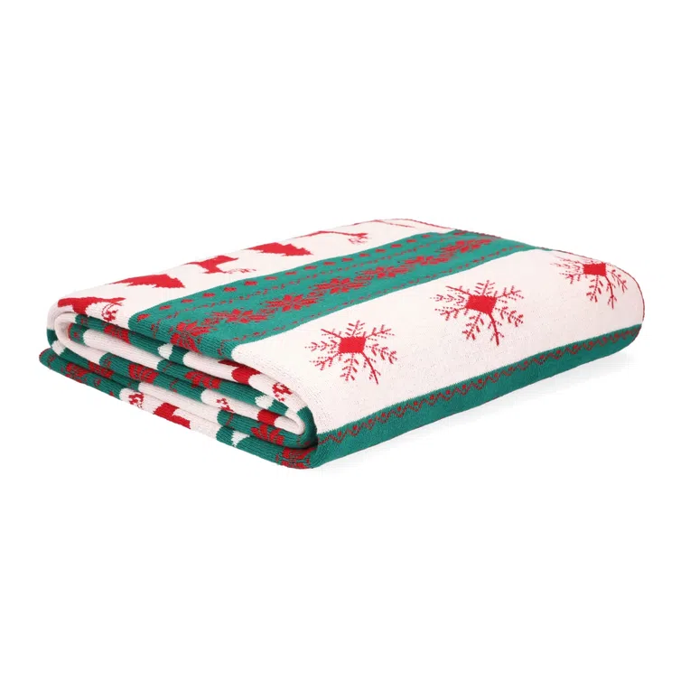 Koc ALIK dwustronny z motywem świątecznym 130x170 cm