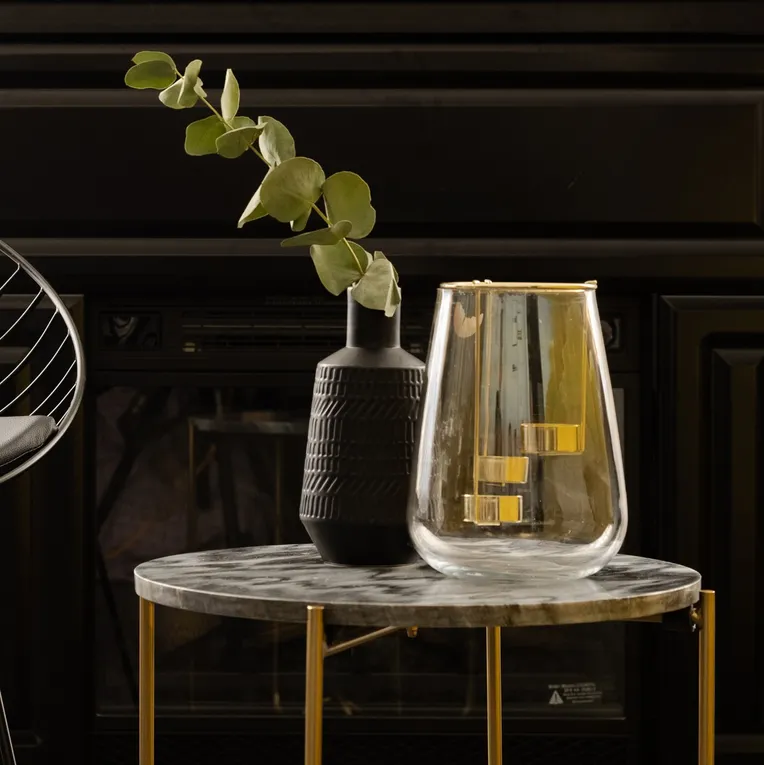 Lampion GALIA szklany złoty 15x20 cm