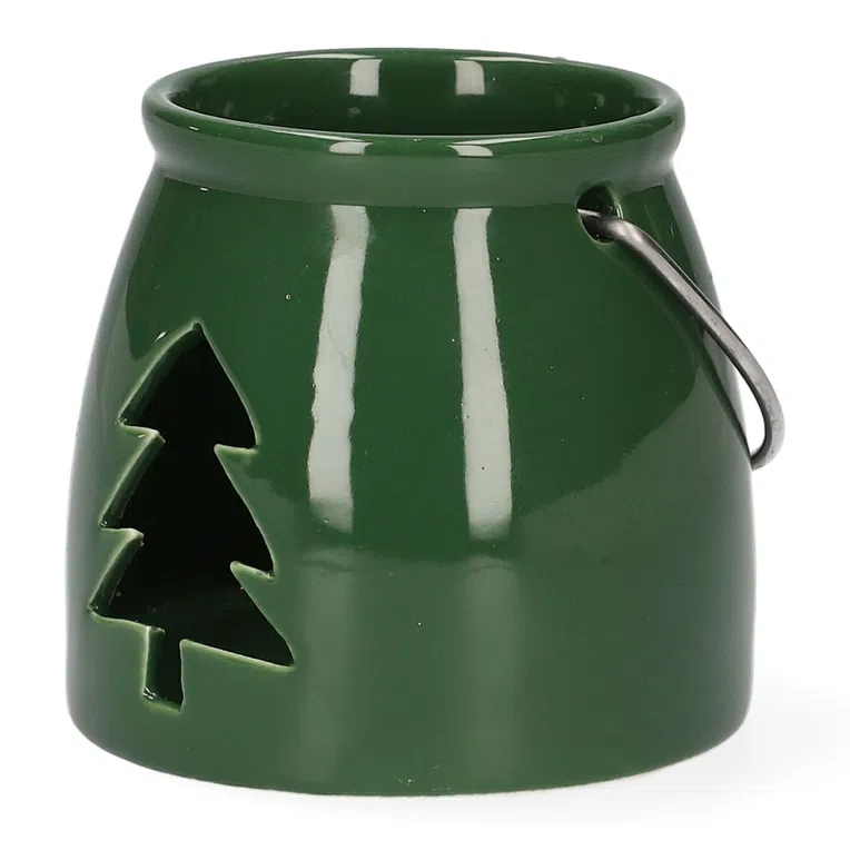 Lampion LANERN z choinką zielony 8x8 cm