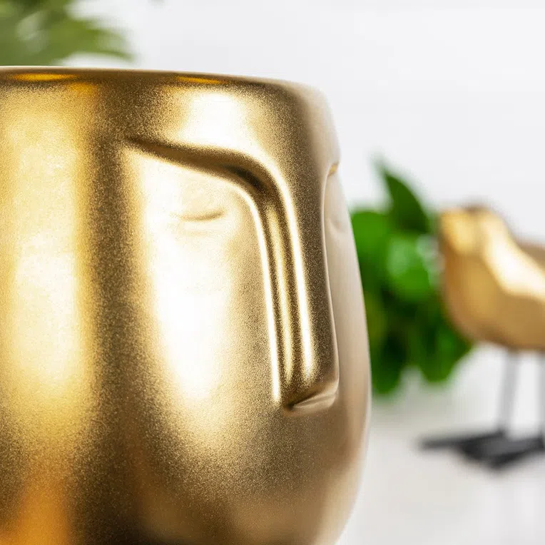 Osłonka na doniczkę FACE złota 10x11 cm