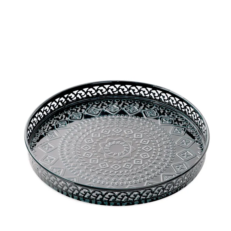 Taca dekoracyjna DEWI okrągła niebieska 25x25x3 cm