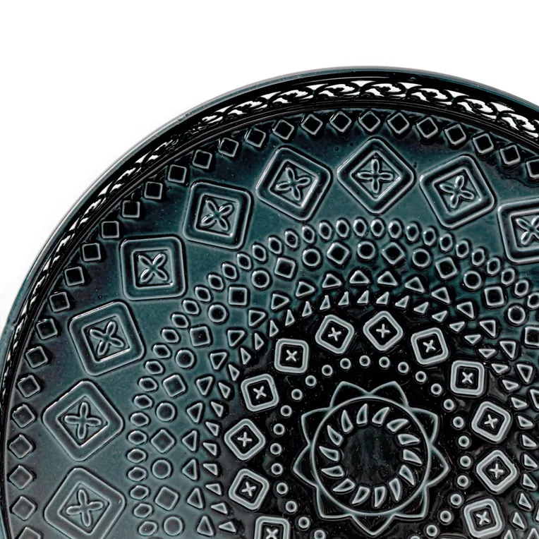 Taca dekoracyjna DEWI okrągła niebieska 25x25x3 cm