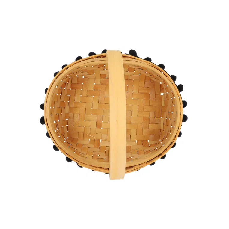 Koszyk LIV z czarnymi pomponami 23x11 cm