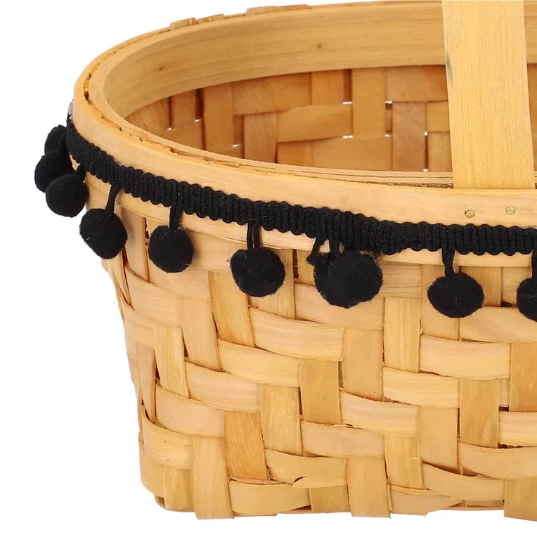 Koszyk LIV z czarnymi pomponami 23x11 cm