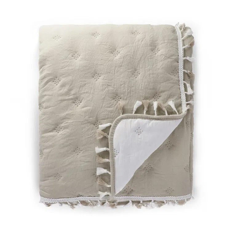 Narzuta GRANNA z frędzlami beżowa 200x220 cm