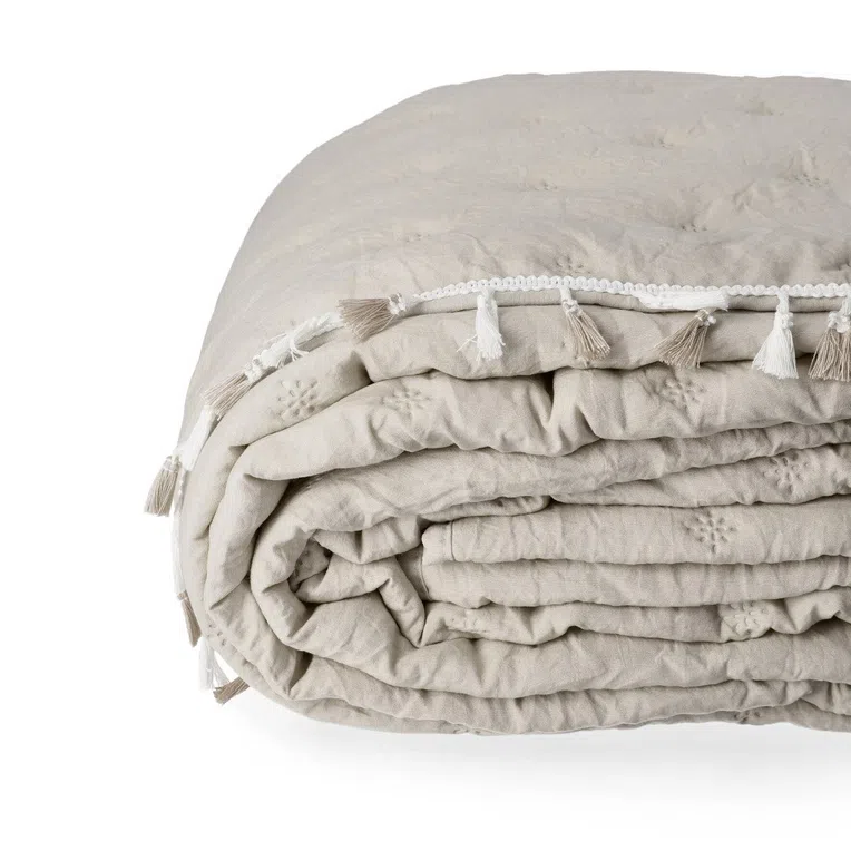 Narzuta GRANNA z frędzlami beżowa 200x220 cm