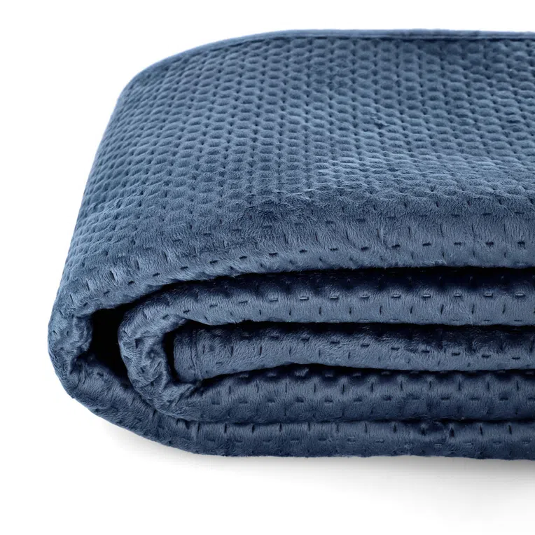 Narzuta ZEMI welurowa z wytłoczeniami granatowa 200x220 cm