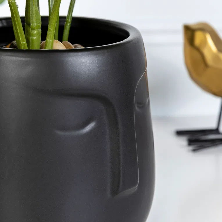 Osłonka na doniczkę FACE czarna 10x11 cm