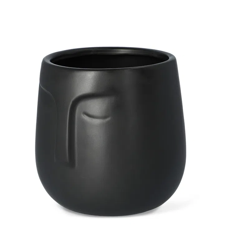 Osłonka na doniczkę FACE czarna 14x15 cm