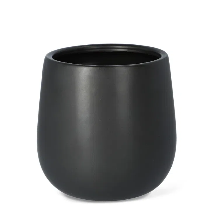 Osłonka na doniczkę FACE czarna 14x15 cm