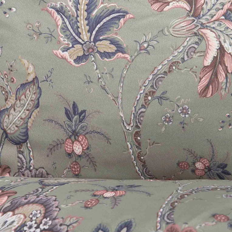 Pościel CLARAS z mikrofibry szara w liście i kwiaty 160x200 cm