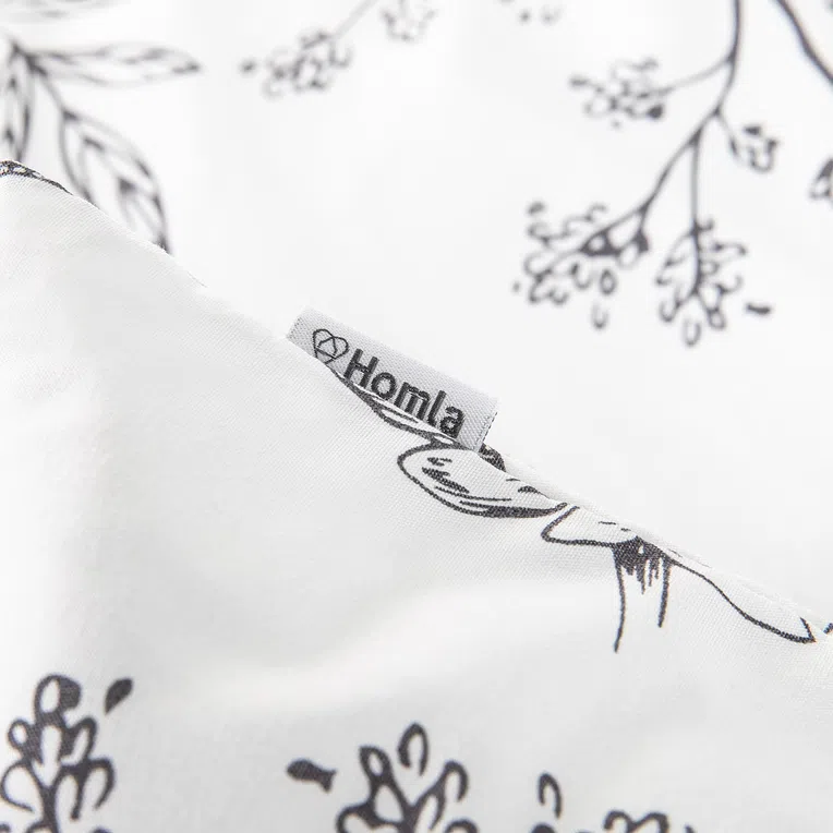 Pościel VELHO z mikrofibry biała w liście i kwiaty 200x220 cm