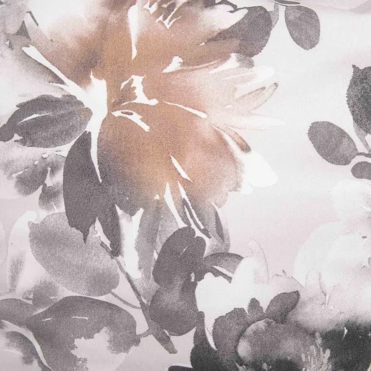 Pościel QUINTO z mikrofibry biała w liście i kwiaty 160x200 cm