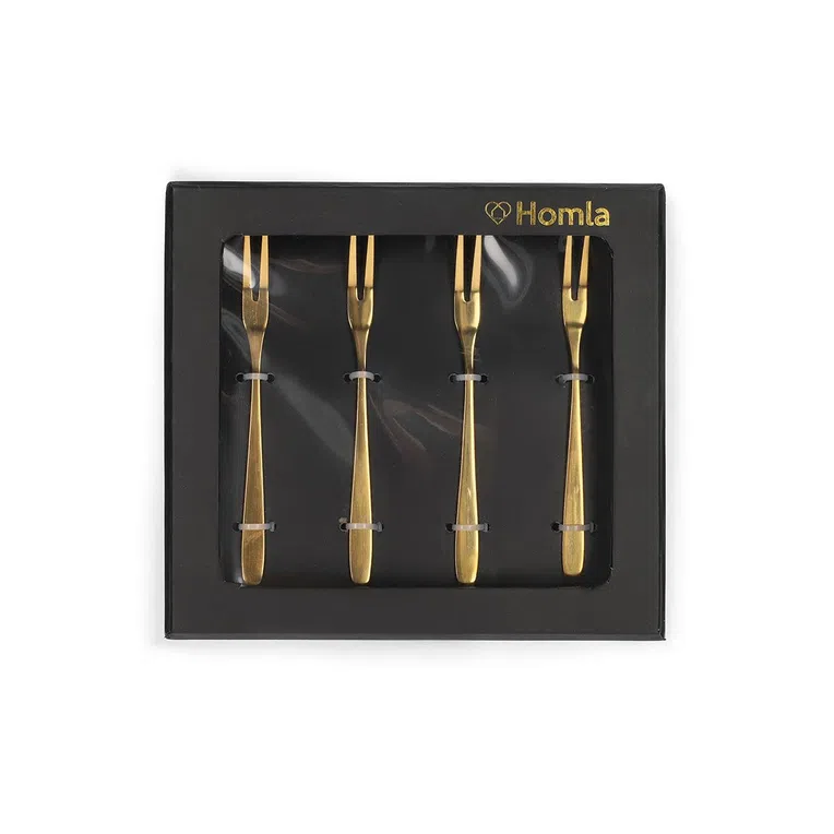 Zestaw GRANDE widelczyków do przekąsek złotych 4 szt.