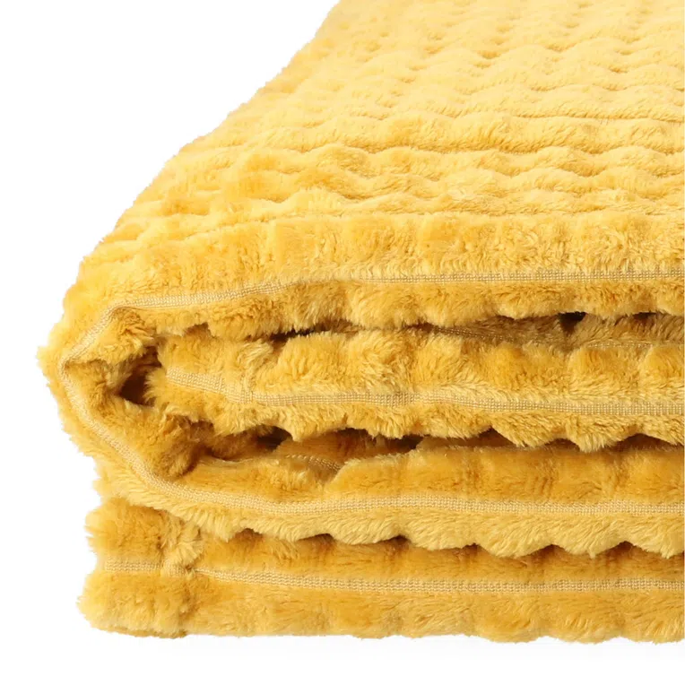 Koc GOFER z wytłoczeniami musztardowy 150x200 cm