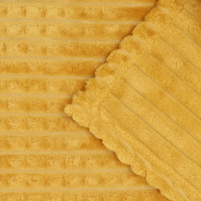 Koc GOFER z wytłoczeniami musztardowy 150x200 cm
