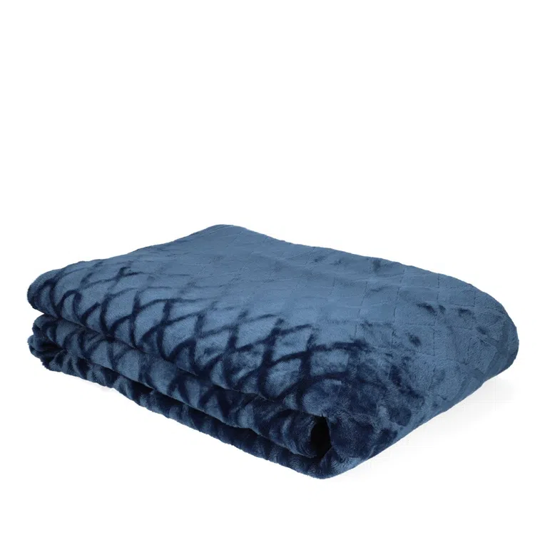 Koc ROSS we wzory granatowy 150x200 cm