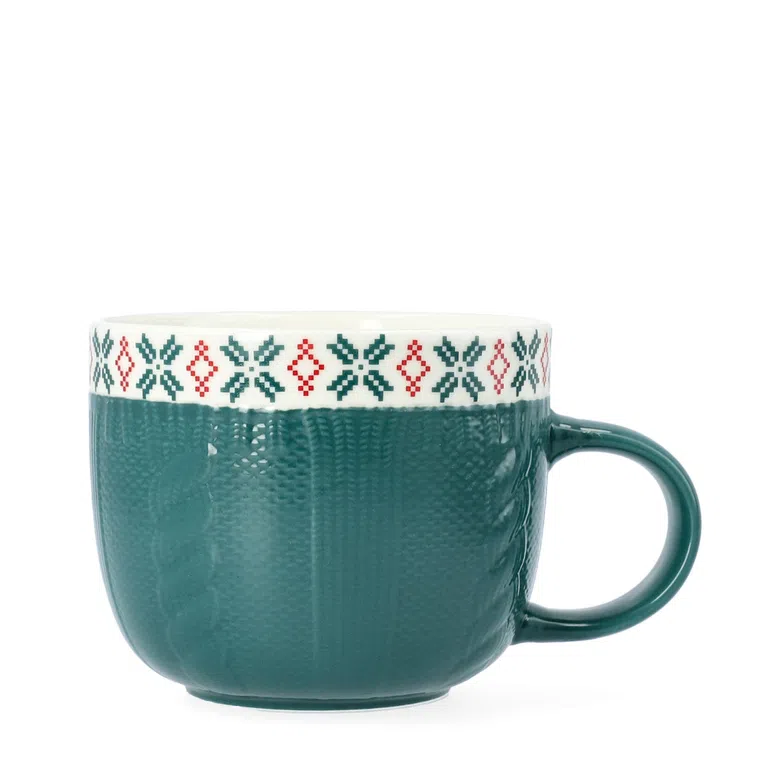 Kubek LAINE zielony ze śnieżynką 0,44 l