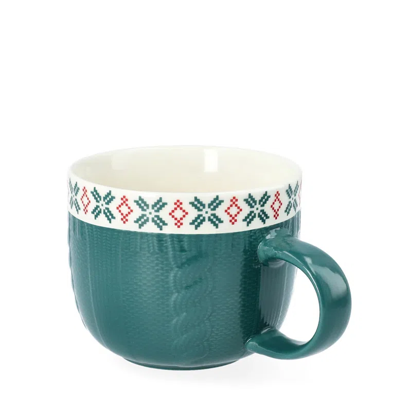 Kubek LAINE zielony ze śnieżynką 0,44 l
