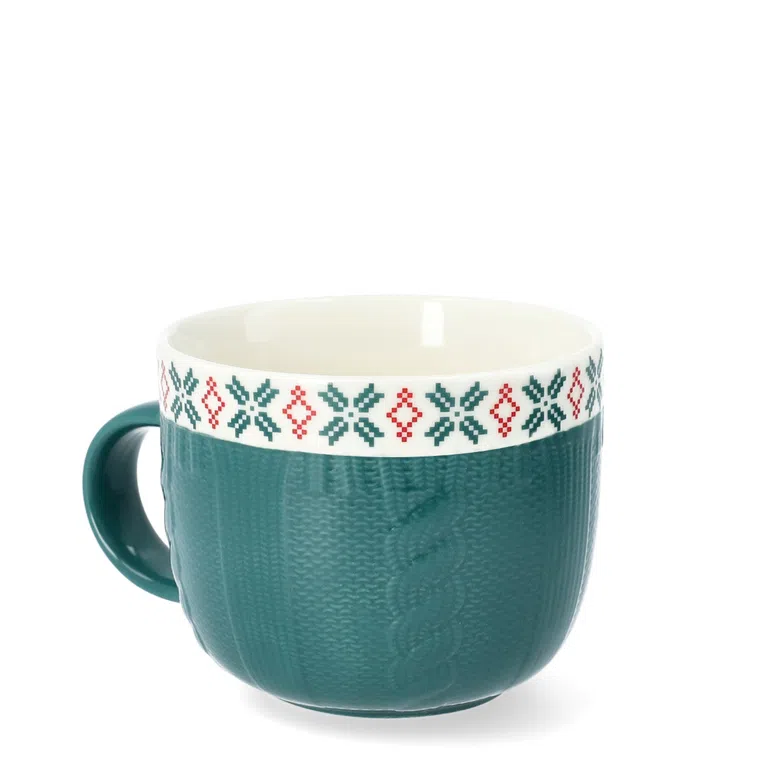 Kubek LAINE zielony ze śnieżynką 0,44 l