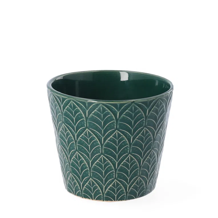 Osłonka na doniczkę SLANO ceramiczna zielona 11x9 cm